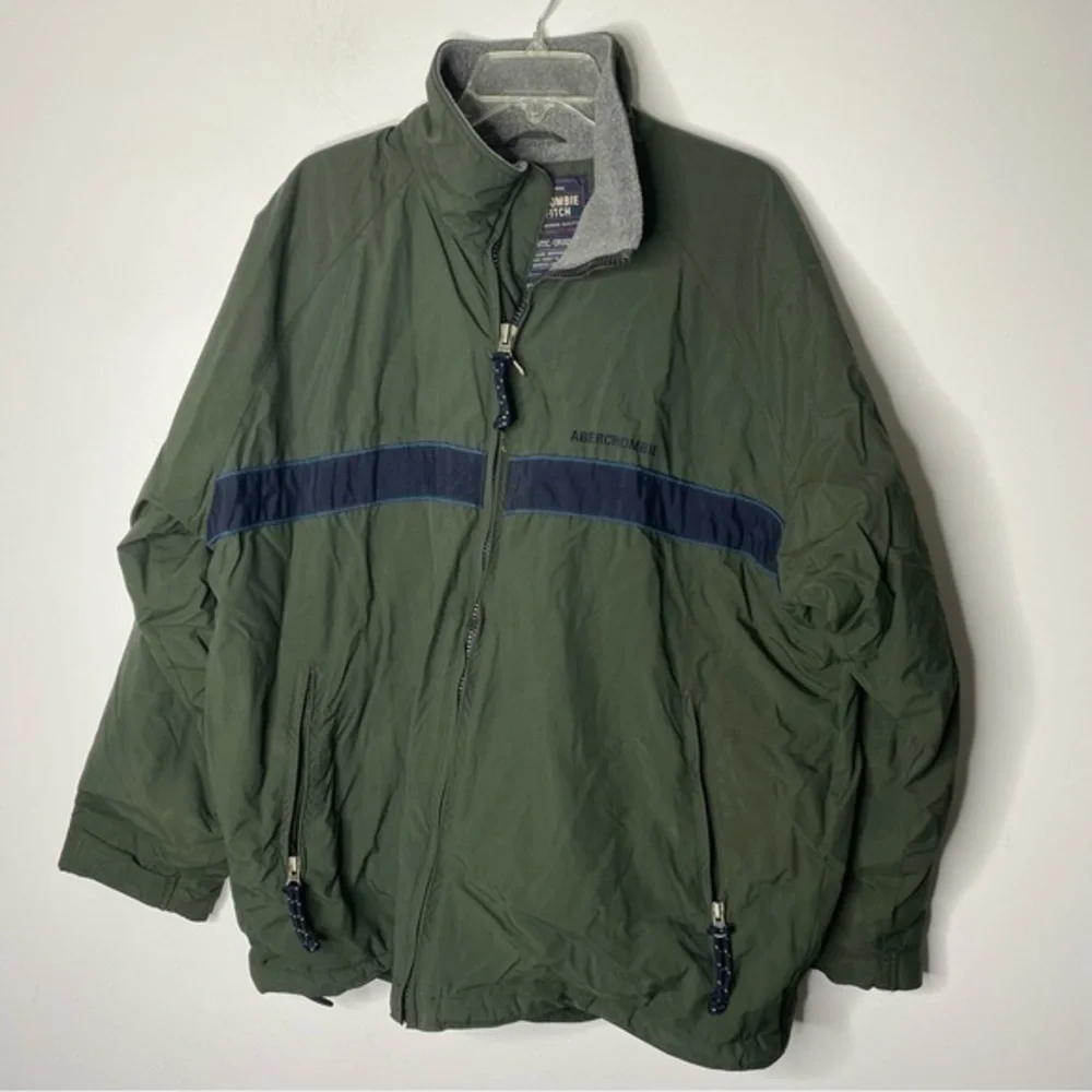 Vintage 90s Abercrombie & Fitch Green Fleece Lined Zip Front Ski Coat‎ Size M
